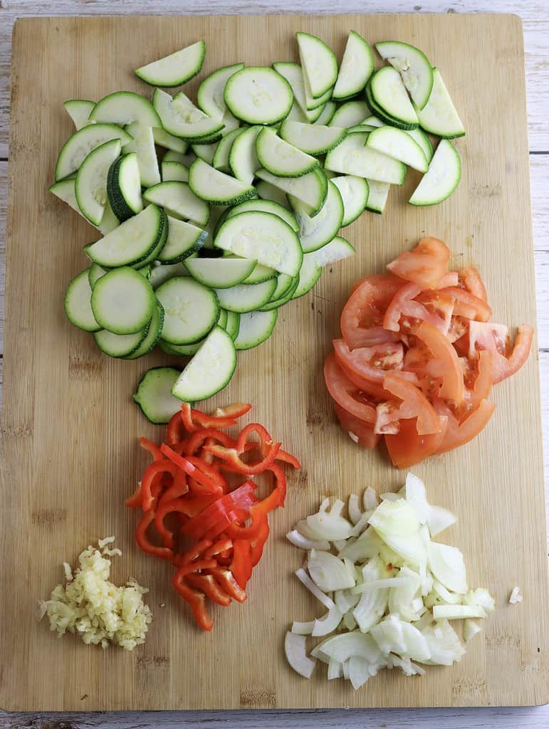 cutting ingredients for puff pastry pizza