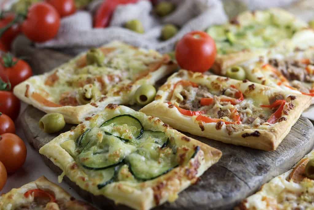 puff pastry pizza baked