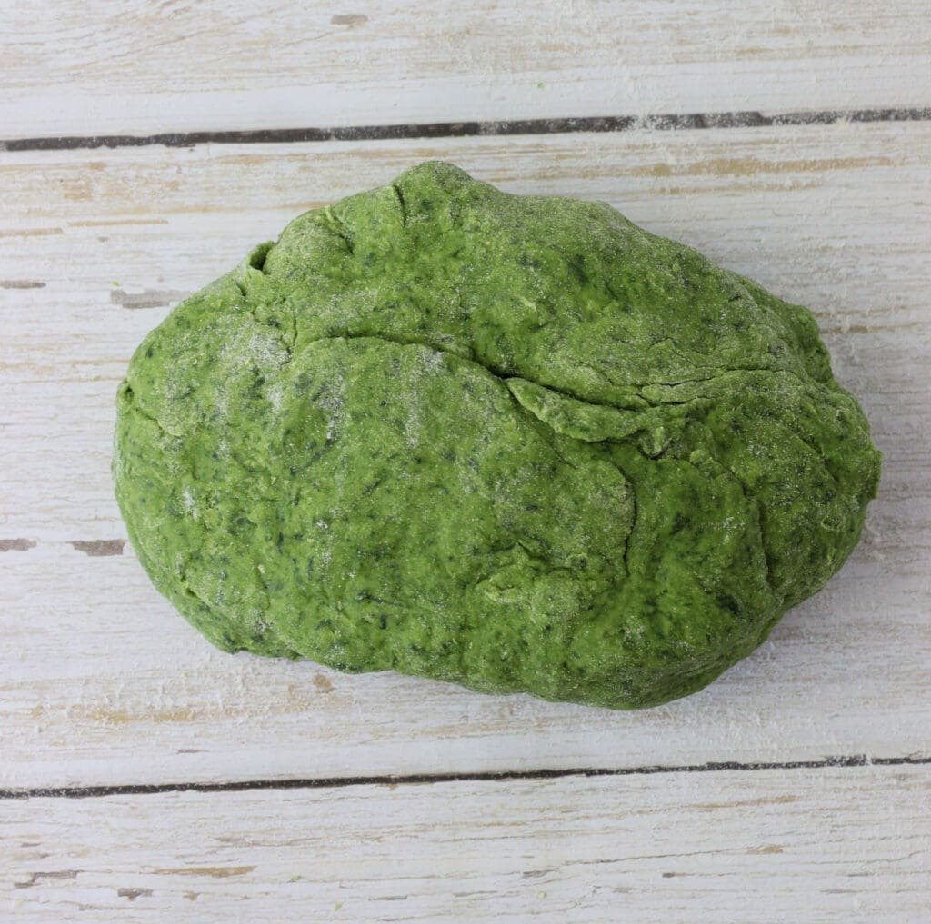 green wild garlic pasta dough ball