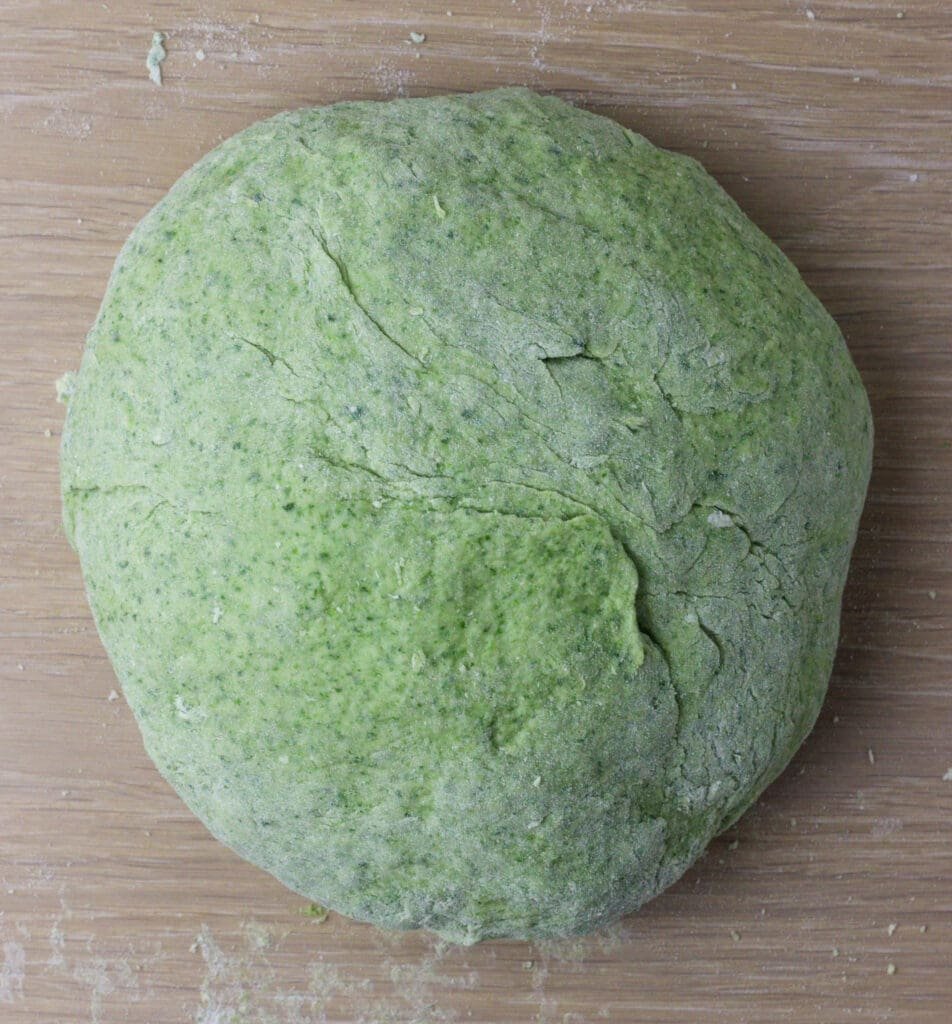 image of wild spinach green gnocchi dough