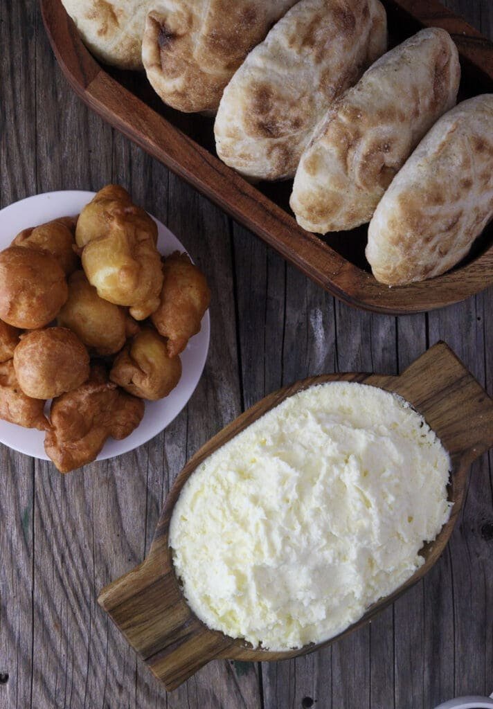 homemade kajmak served with fresh lepinje and ustipci