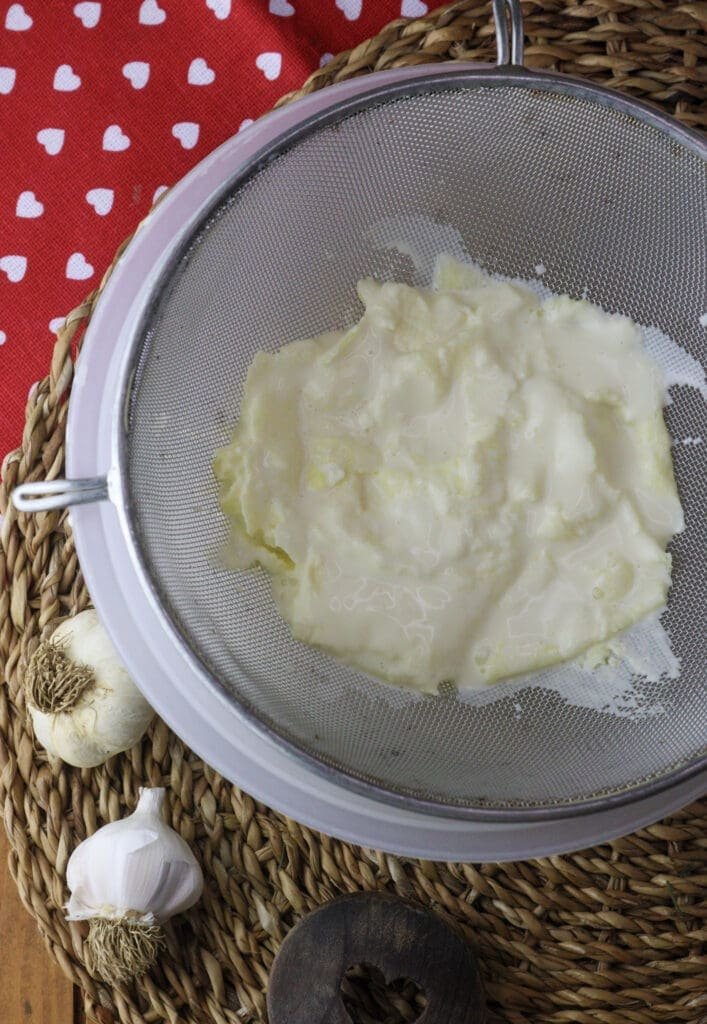 straining the clotted cream
