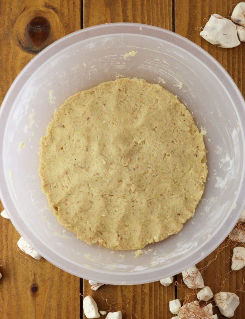 The cookie dough right before chilling in the fridge