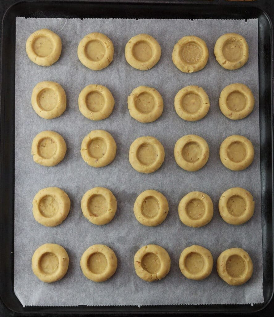 Lemon baobab cookies before baking placed on a baking sheet