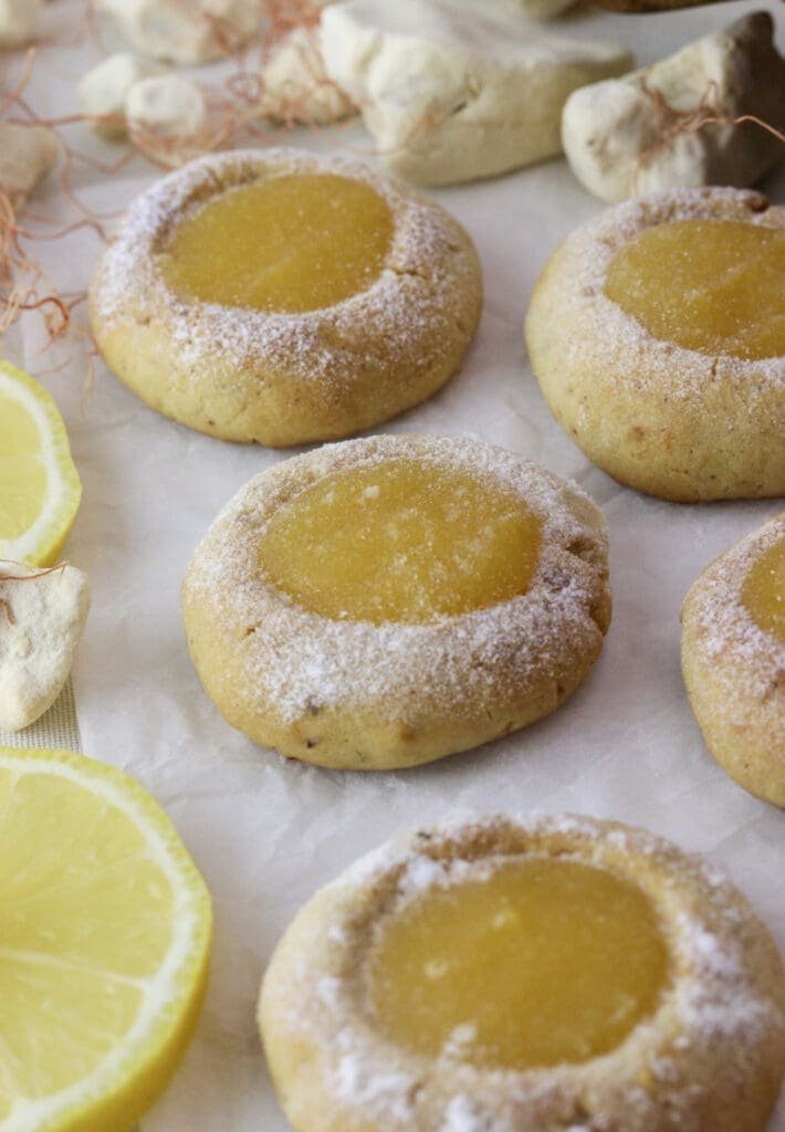 A line of yummy lemon baobab cookies on the table