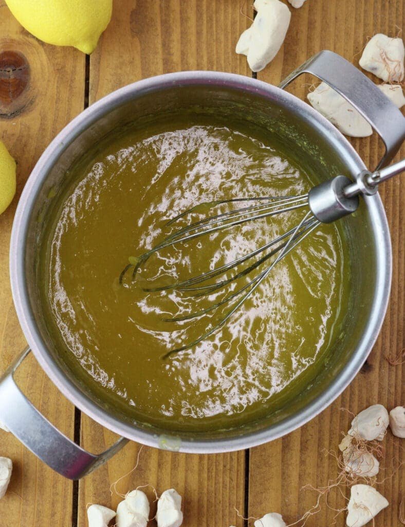 Fully cooked lemon curd that's thick and glossy