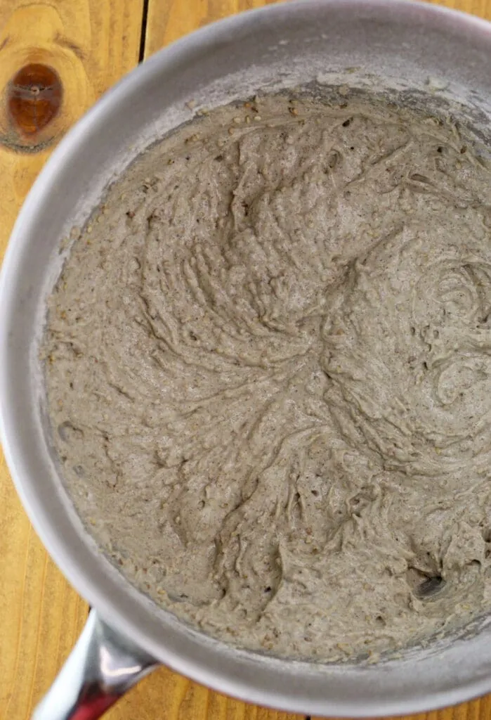 Buckwheat bread dough with sesame seeds.