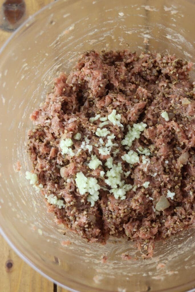Chopped garlic added to the stuffing before filling the cabbage.