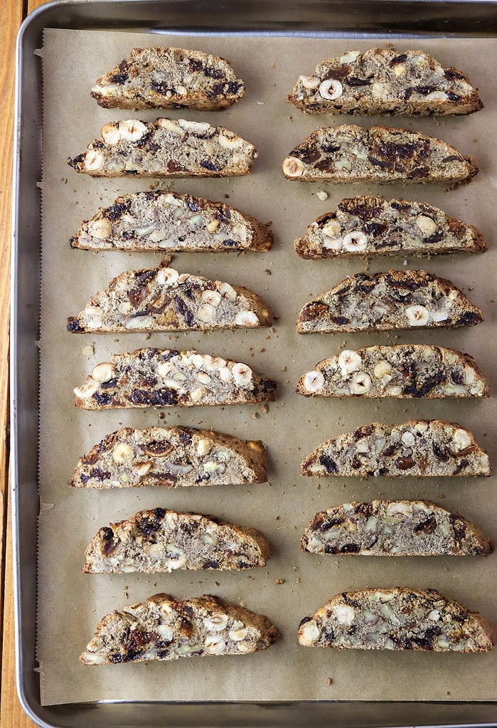 Buckwheat biscotti being baked the second time.